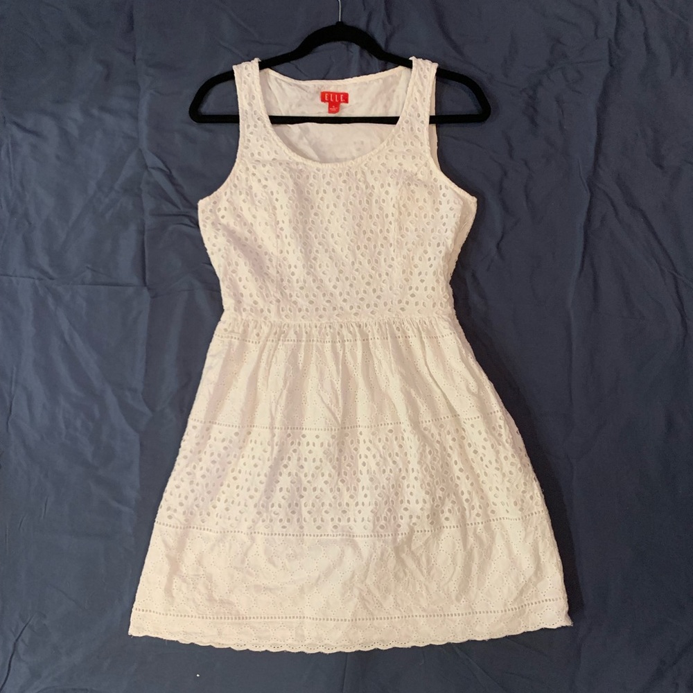 Elle white lace eyelet sleeveless dress size 8